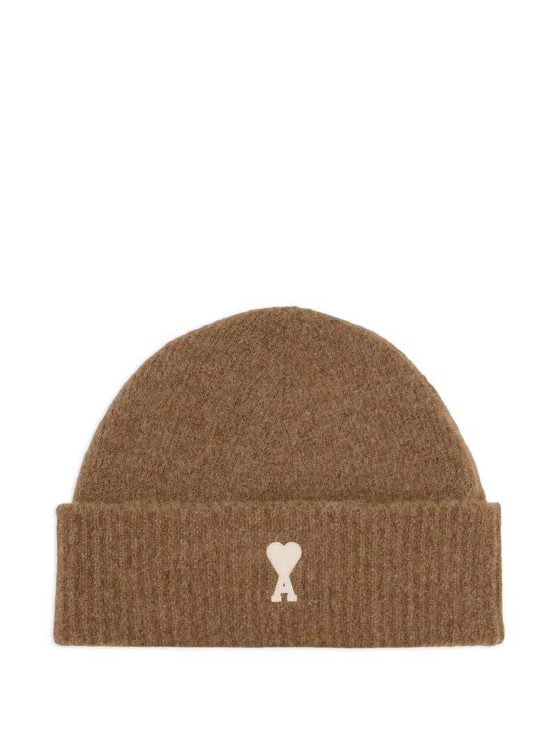 Brown stretch alpaca blend beanie