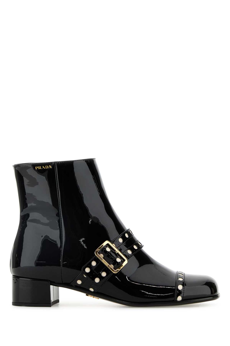 Black leather ankle boots
