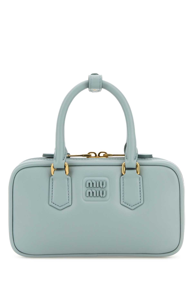 Pastel light blue nappa leather handbag