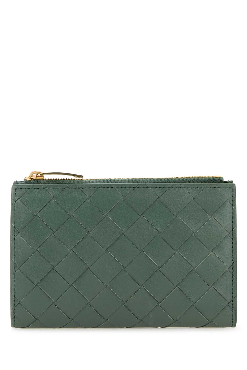 Sage green nappa leather medium Intrecciato wallet