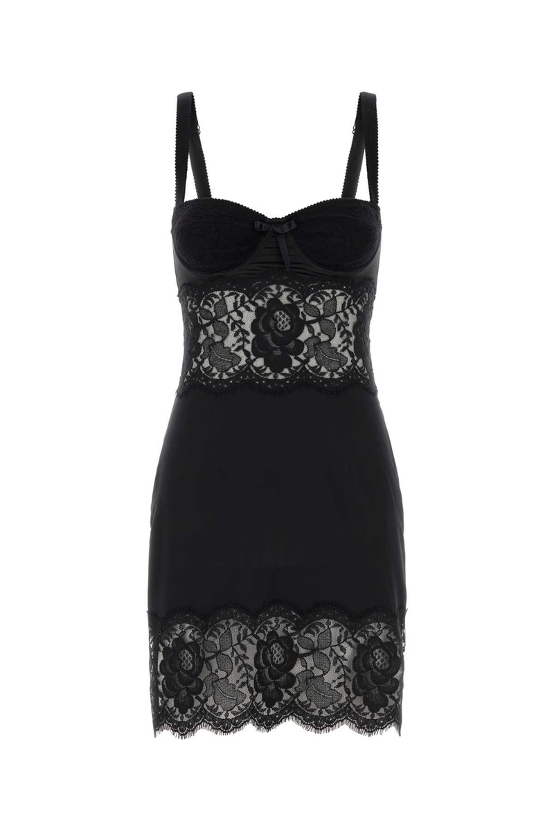 Black satin and lace dress