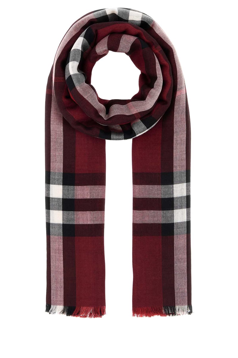 Embroidered wool blend scarf