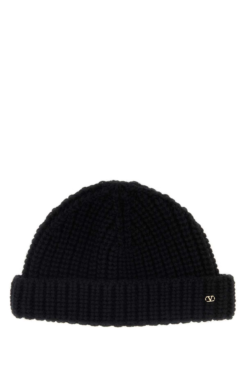 Black wool beanie hat