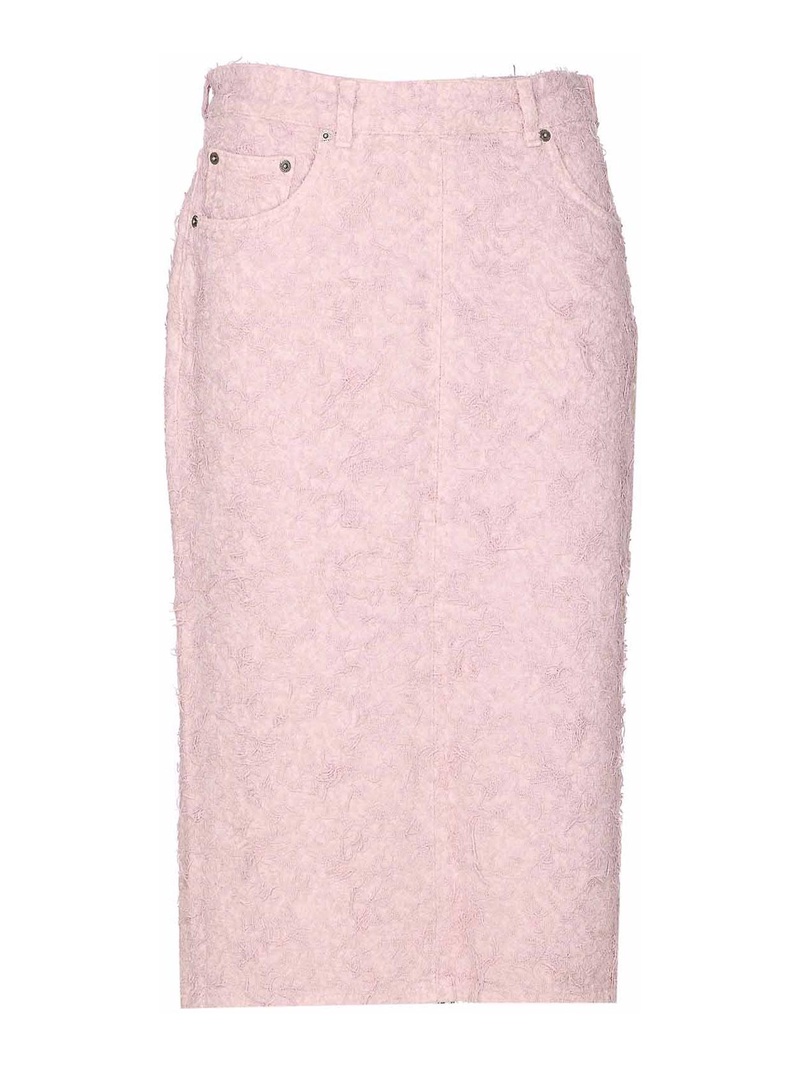 Primrose Pink Kim Fur Denim Skirt