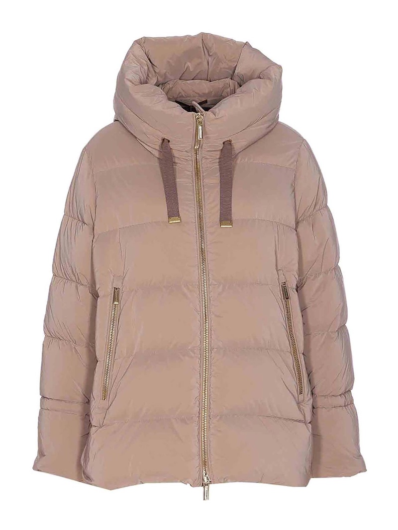 Beige Gaia Down Jacket Frontal Zip Closure