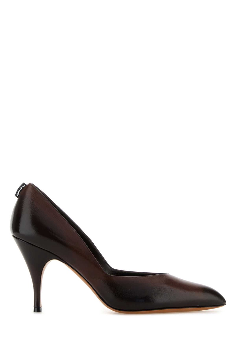 Brown leather pumps