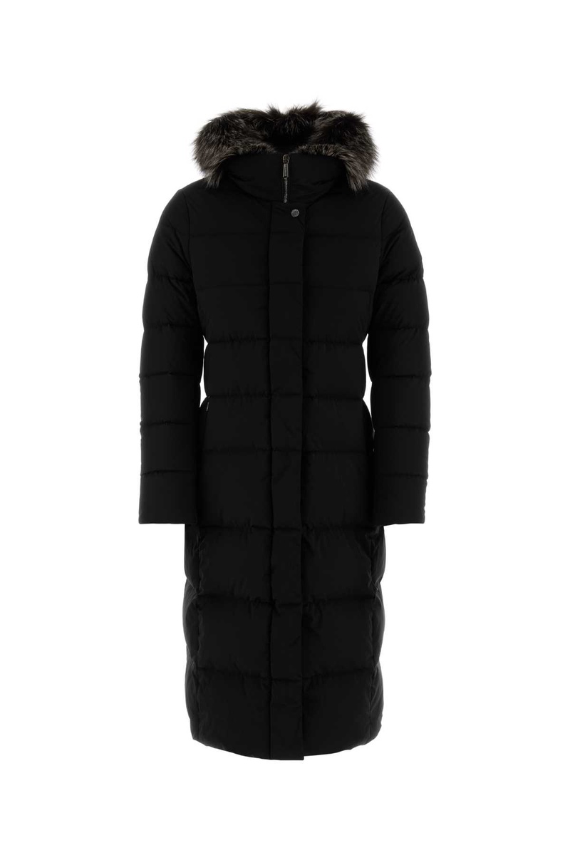 Black nylon blend down jacket