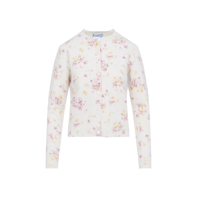 Embroidered wool blend cardigan