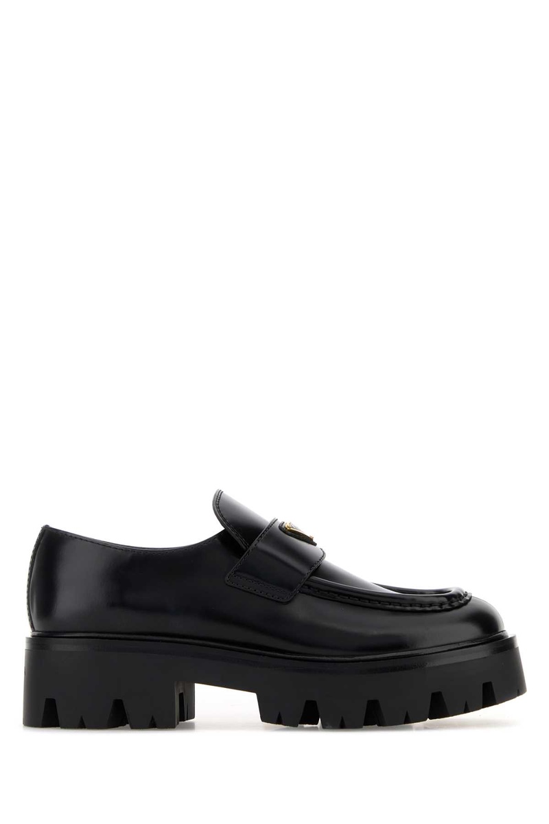 Black leather loafers