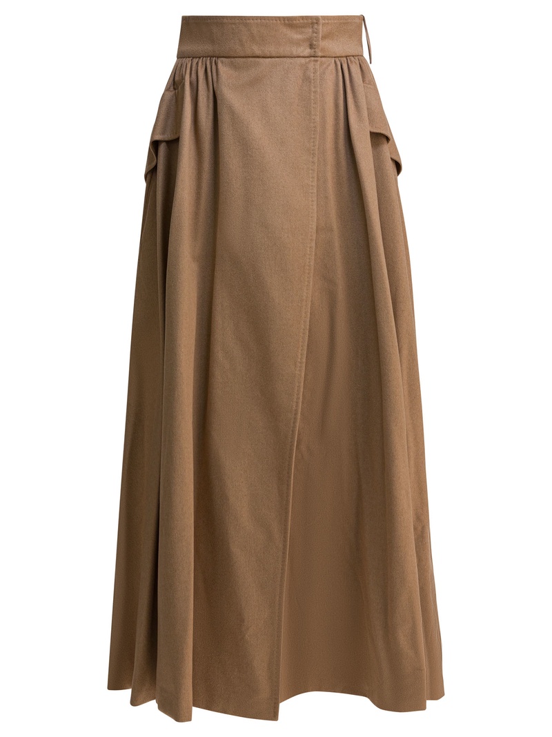 Draped wrap midi skirt