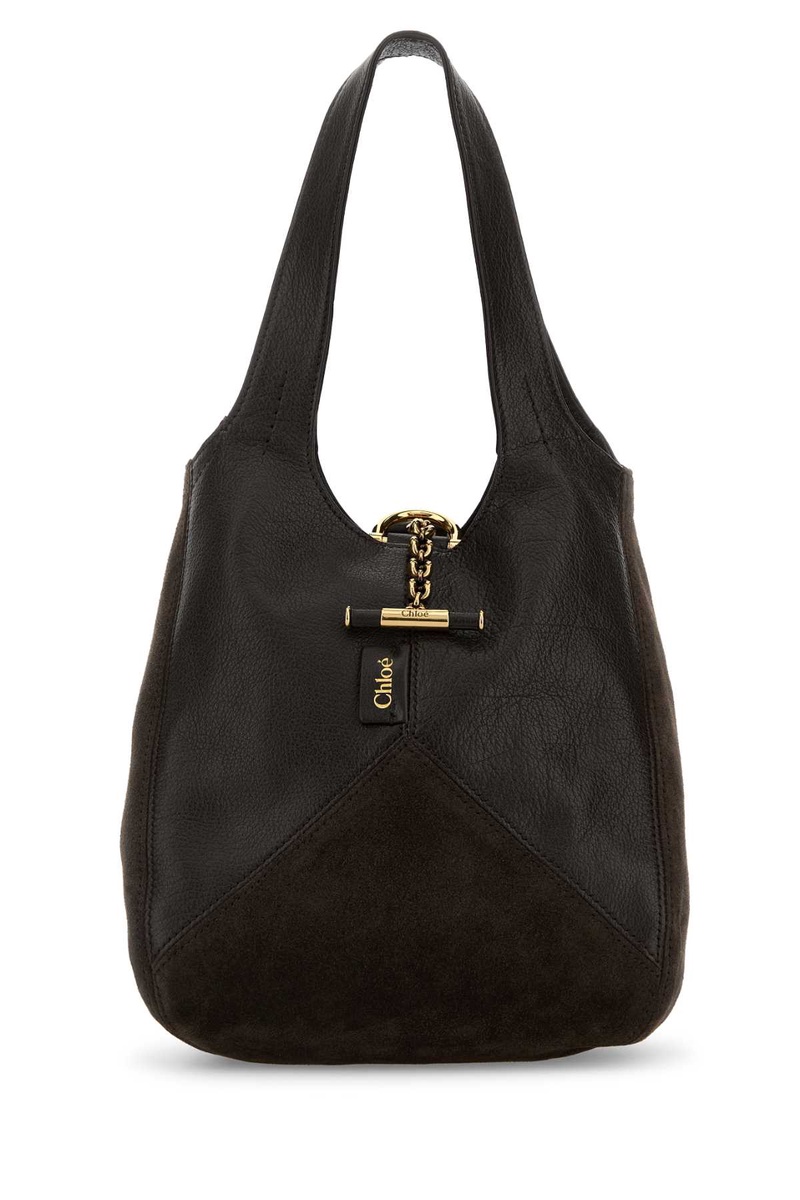 Dark brown suede and leather Chloè Balloon bucket bag