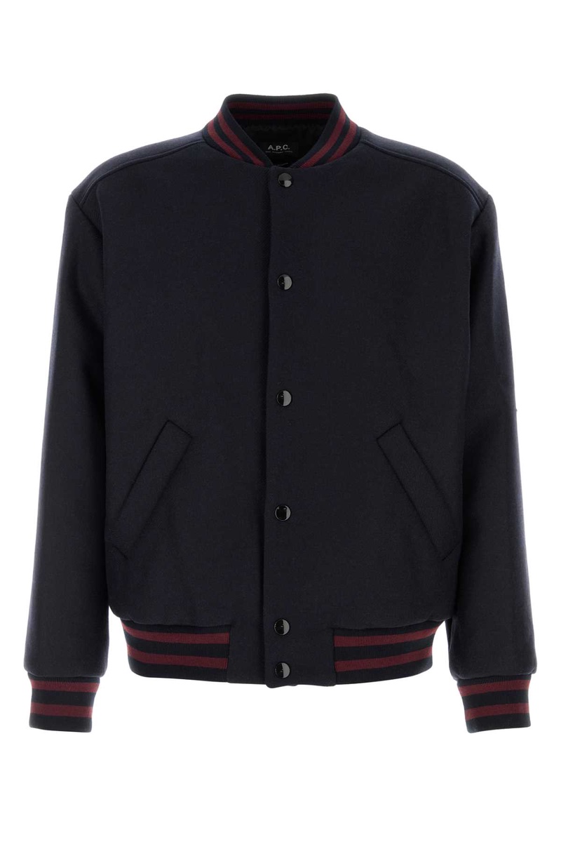 Midnight blue wool blend bomber jacket