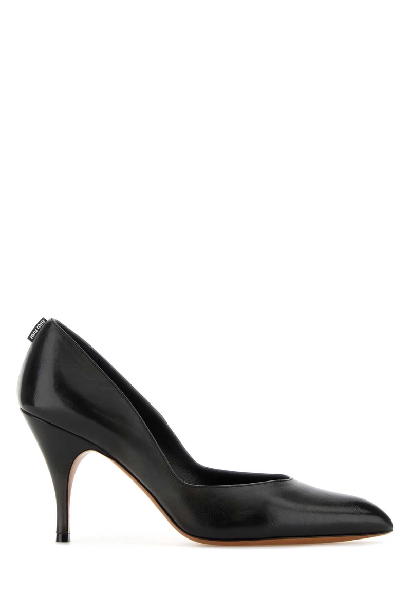 Black leather pumps