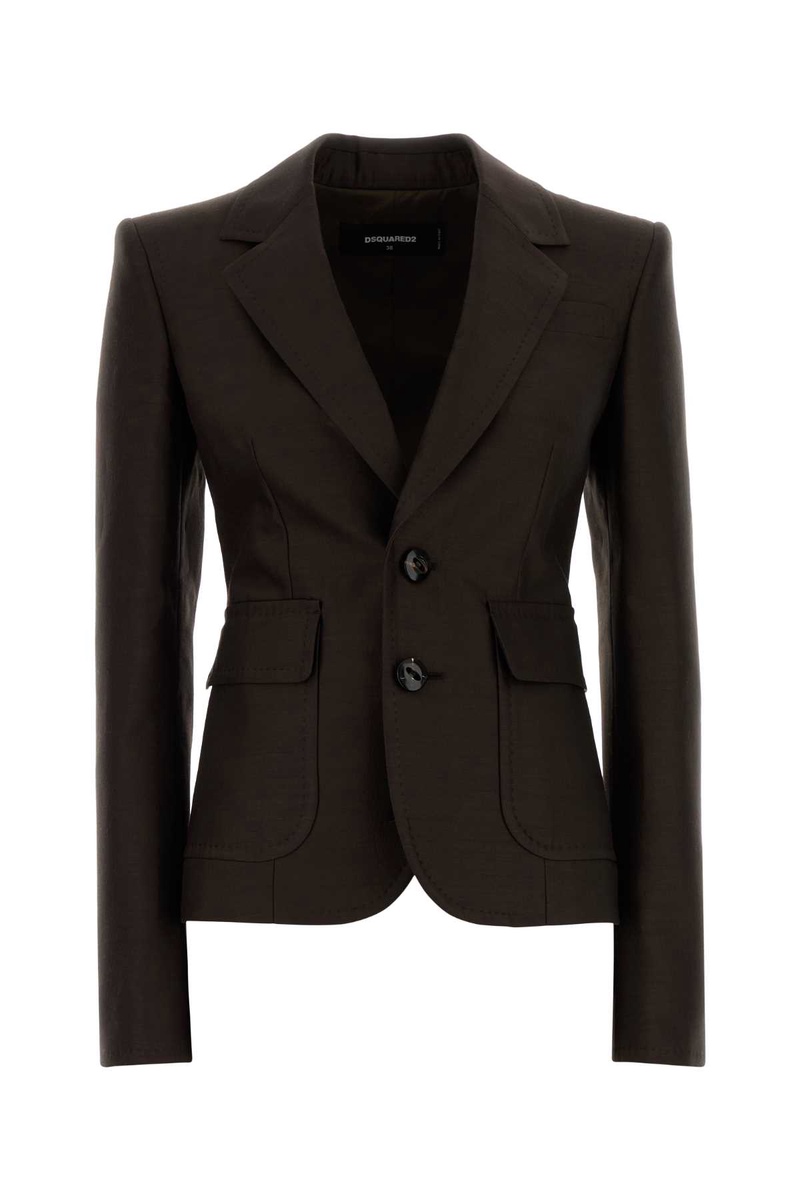 Chocolate wool blend Bianca blazer