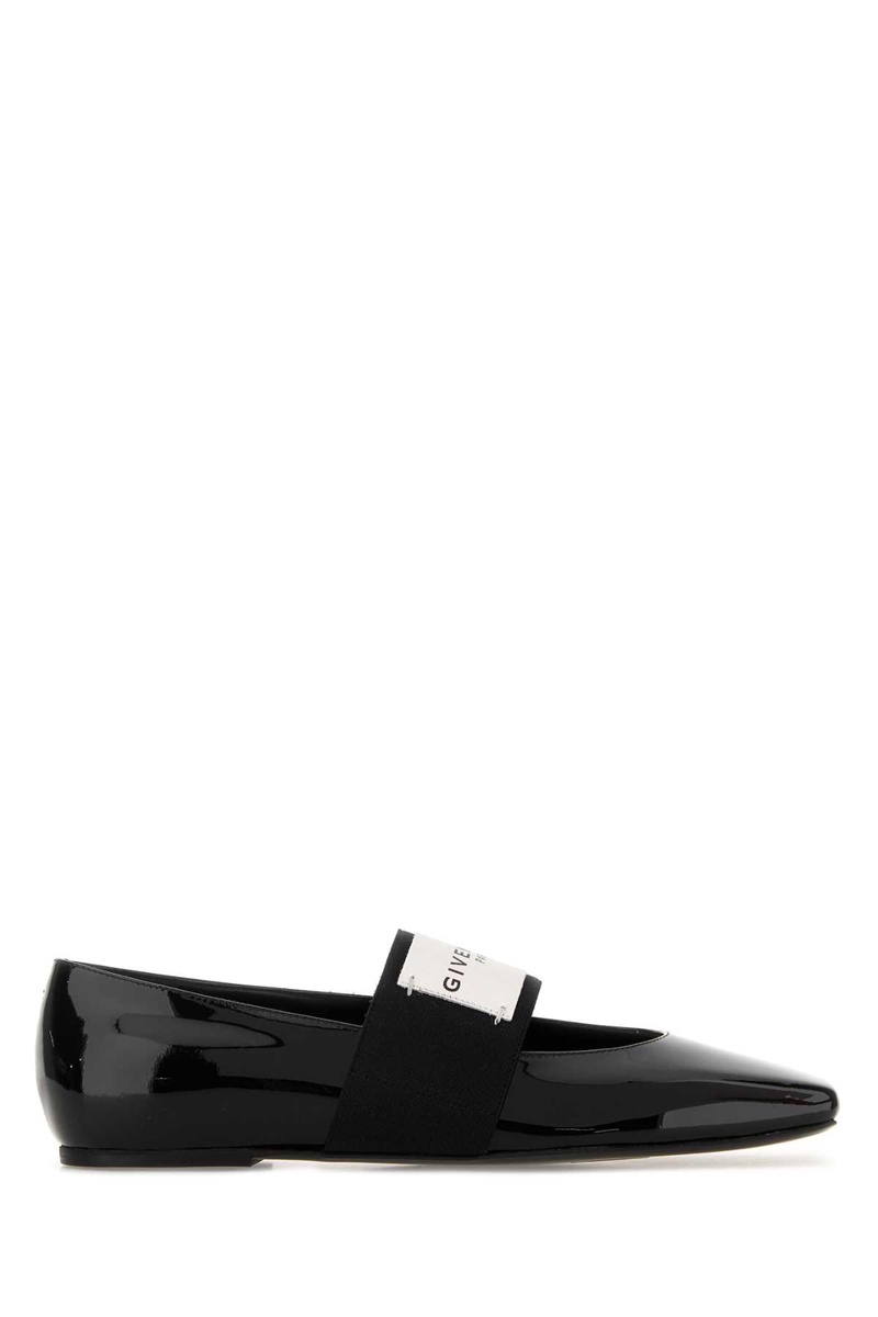 Black leather Squared ballerinas