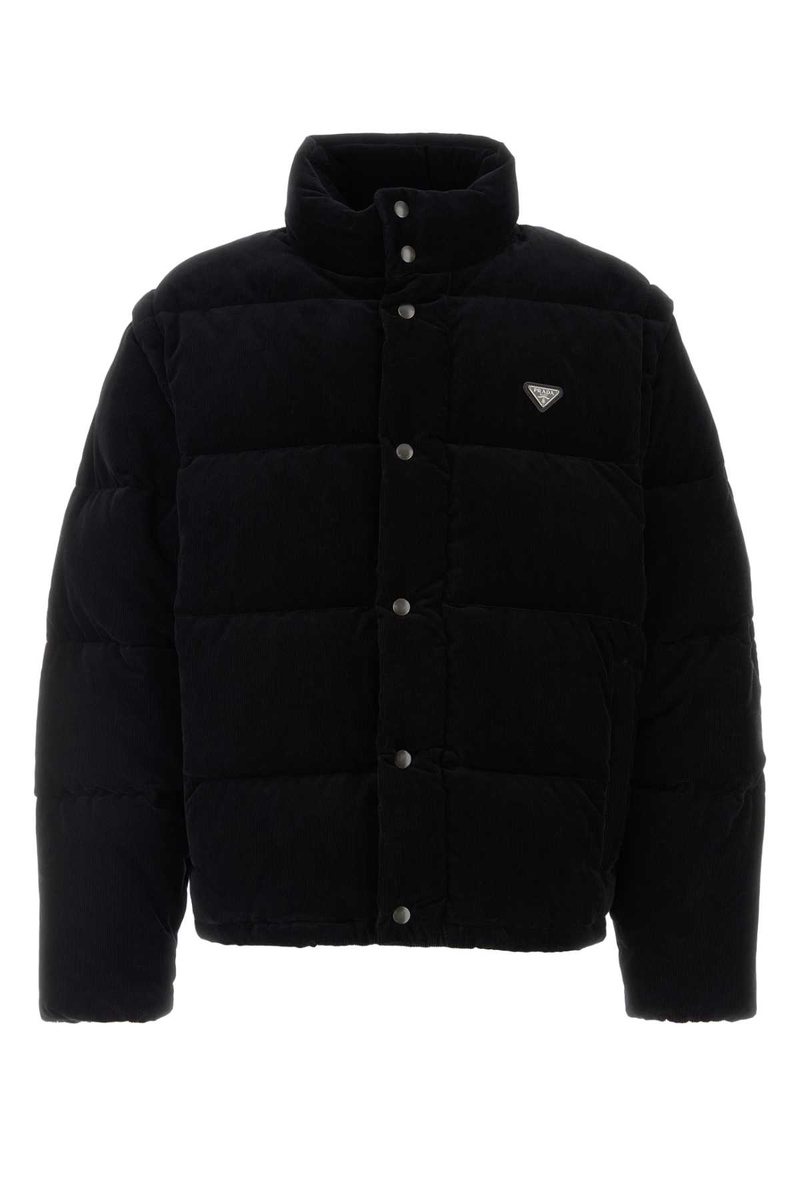 Black corduroy down jacket