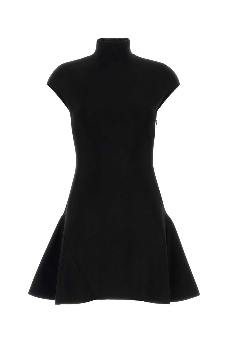 Black stretch viscose blend mini dress