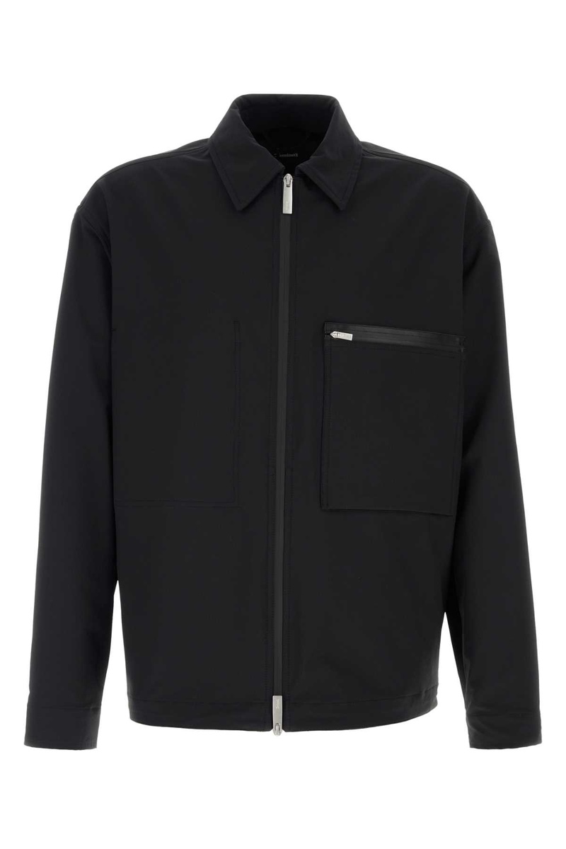 Black stretch nylon blend jacket