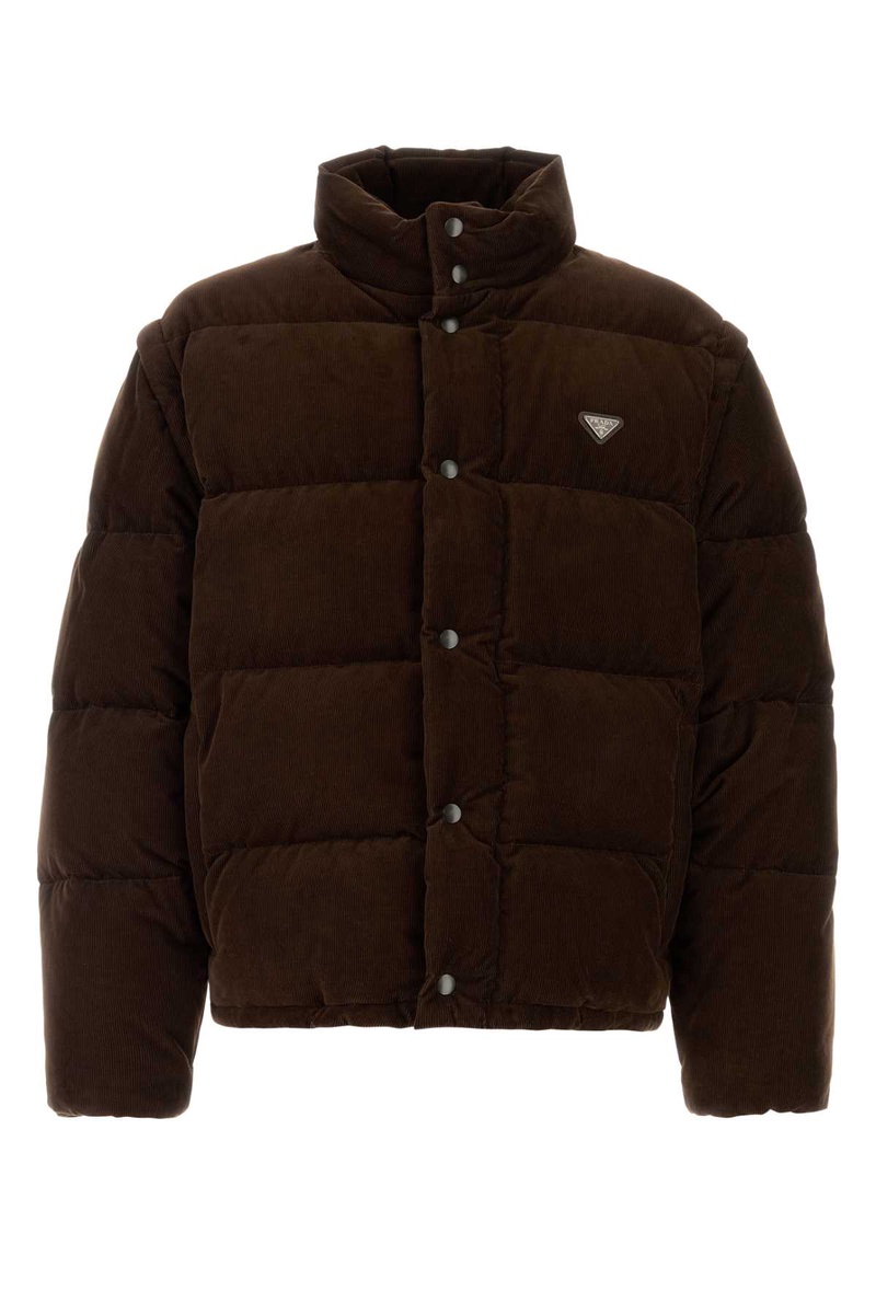 Dark brown corduroy down jacket