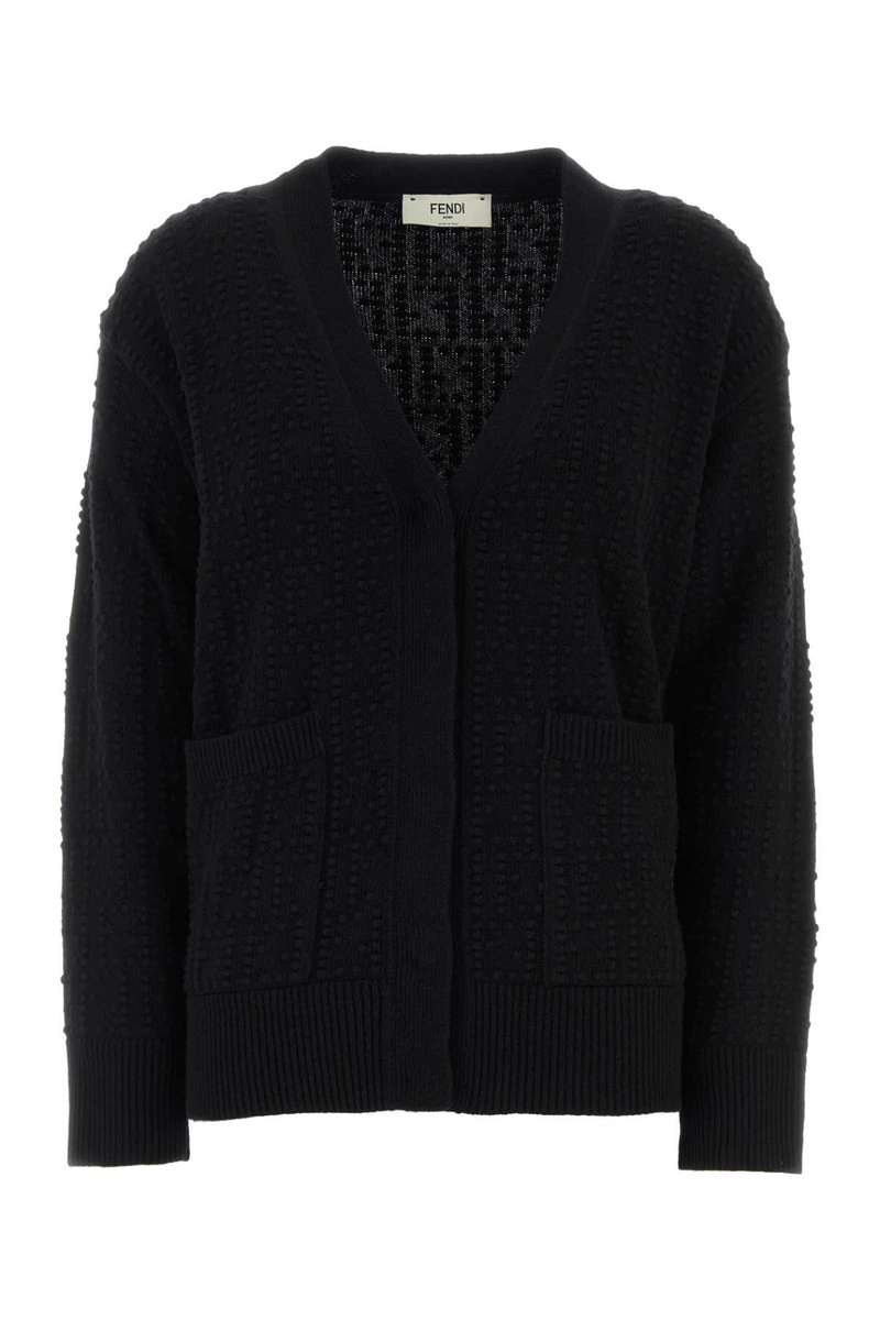 Black wool blend cardigan