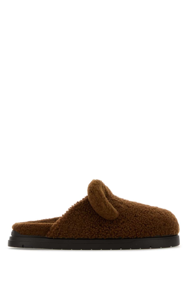 Brown shearling slippers