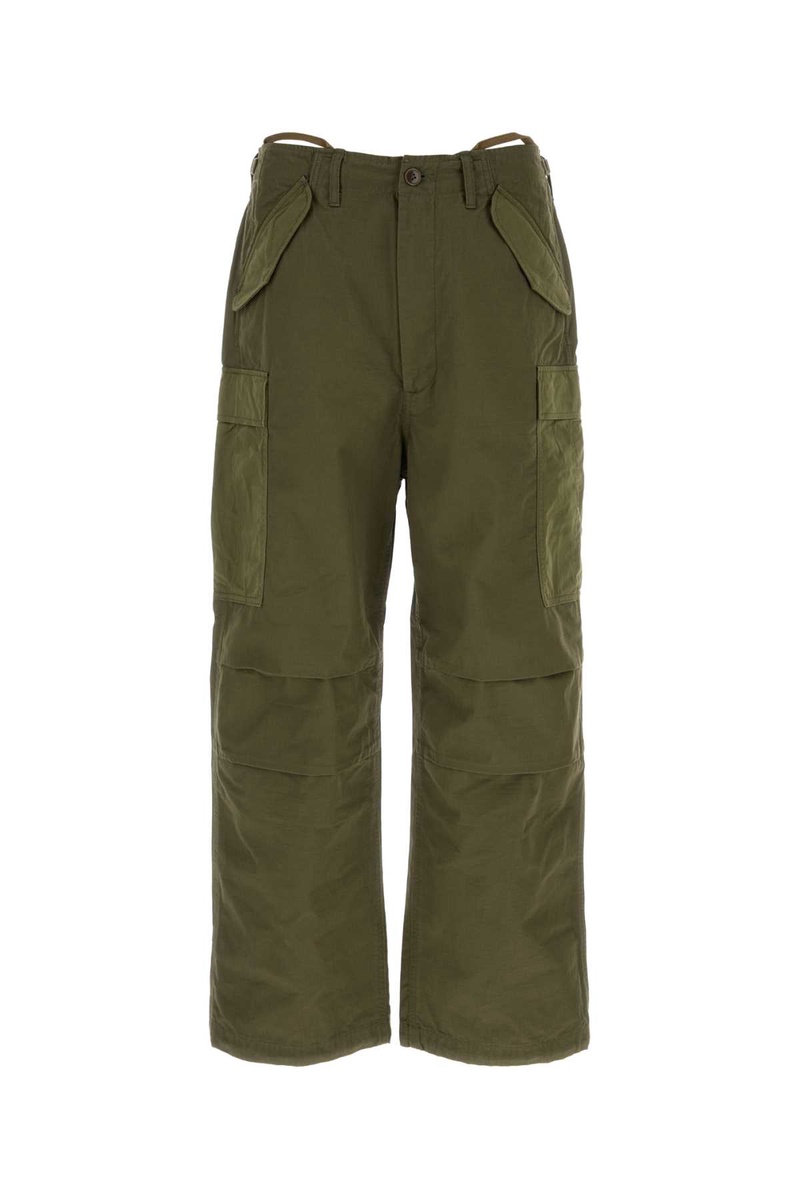 Army green cotton blend cargo pant