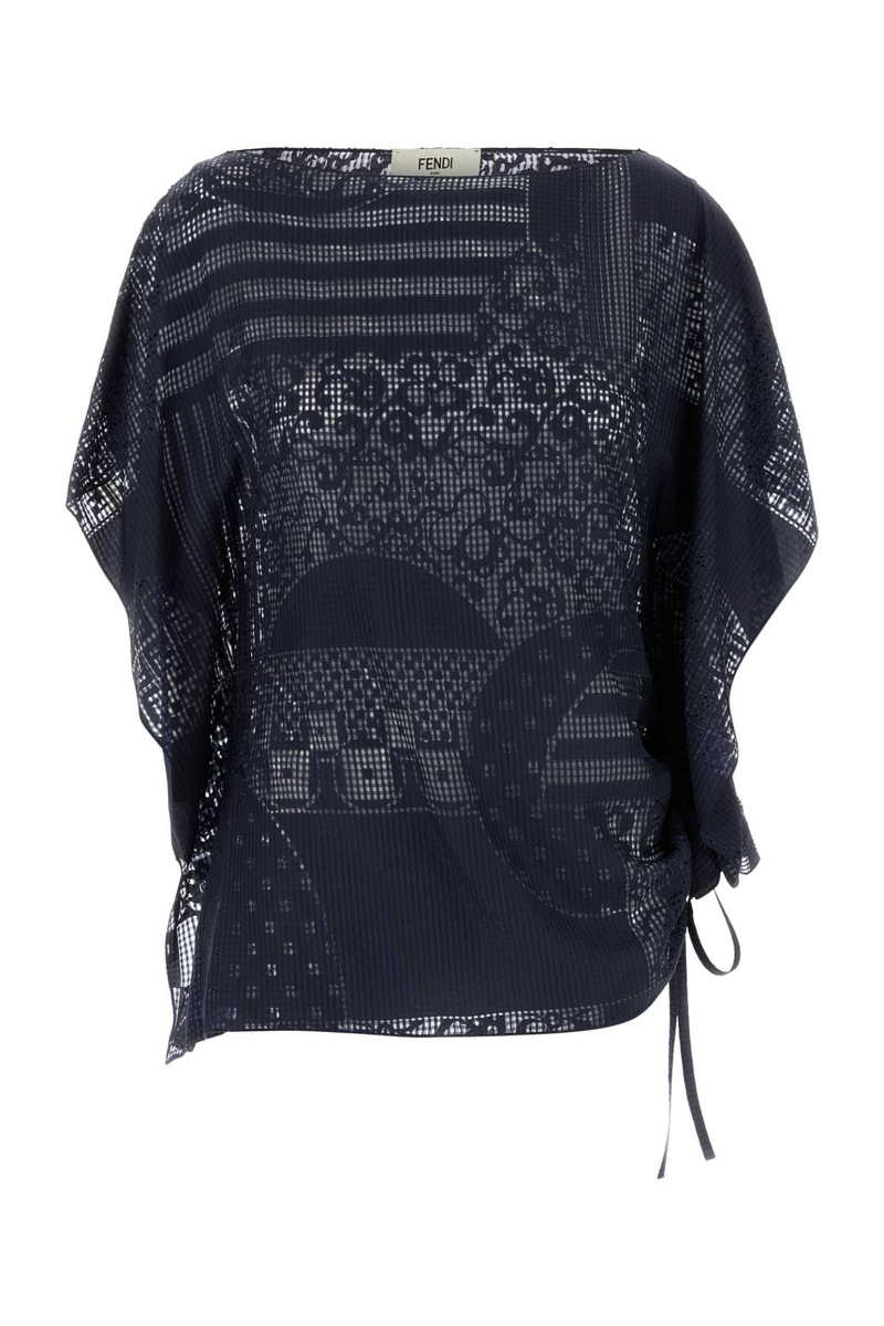Navy blue viscose blend top