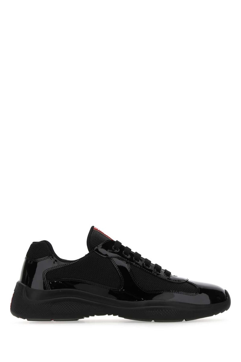 Black fabric and leather America s Cup sneakers