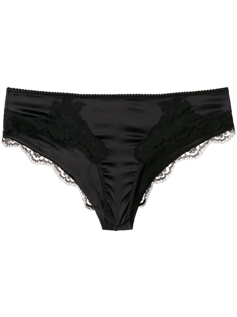 SATIN BRIEFS WITH LACE DETAILING