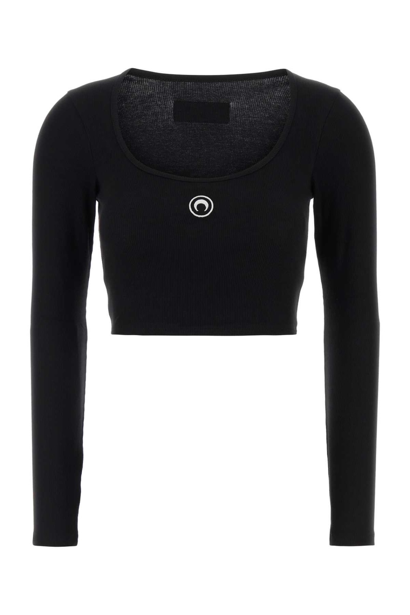 Black stretch cotton t-shirt
