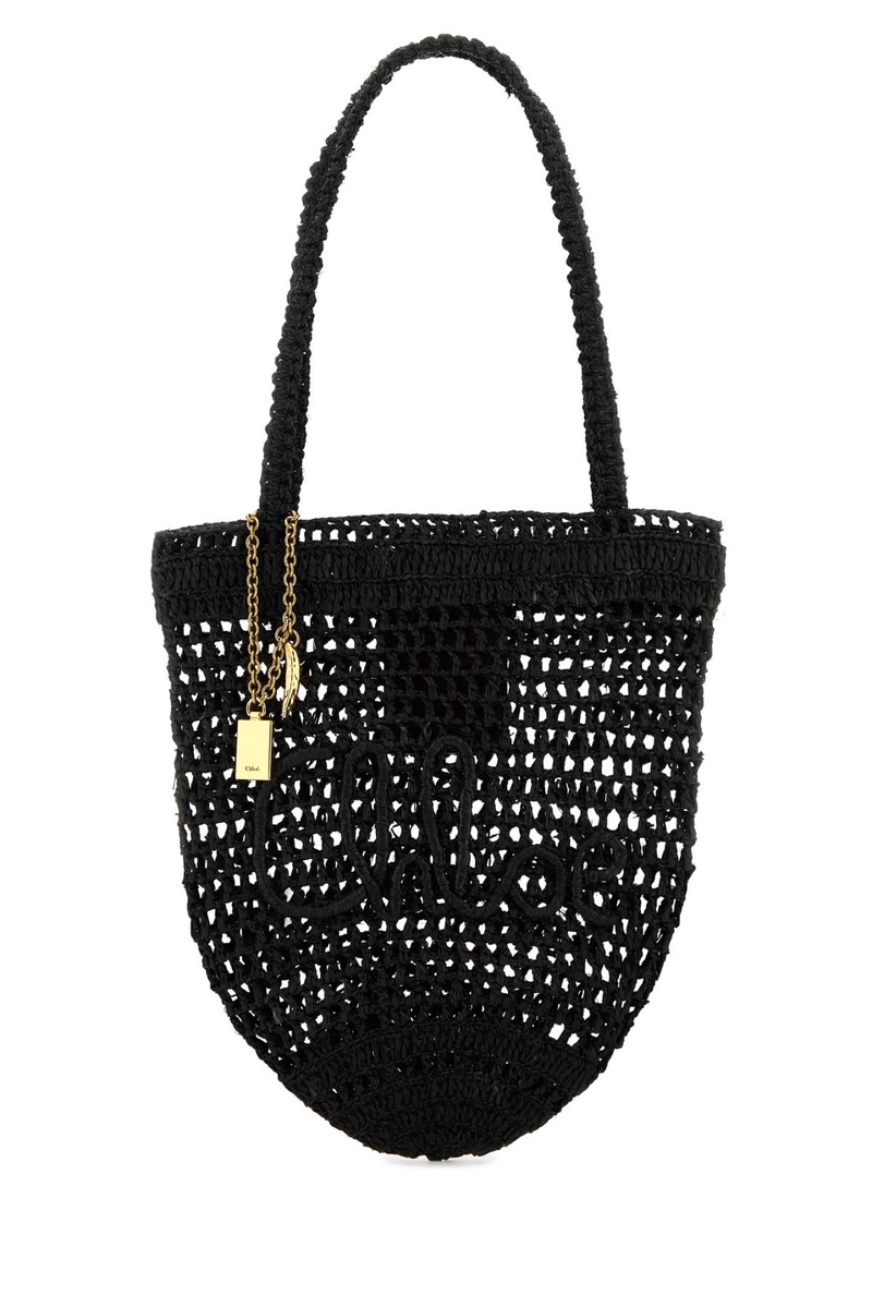 Black raffia small Summer Banana shopping bag
