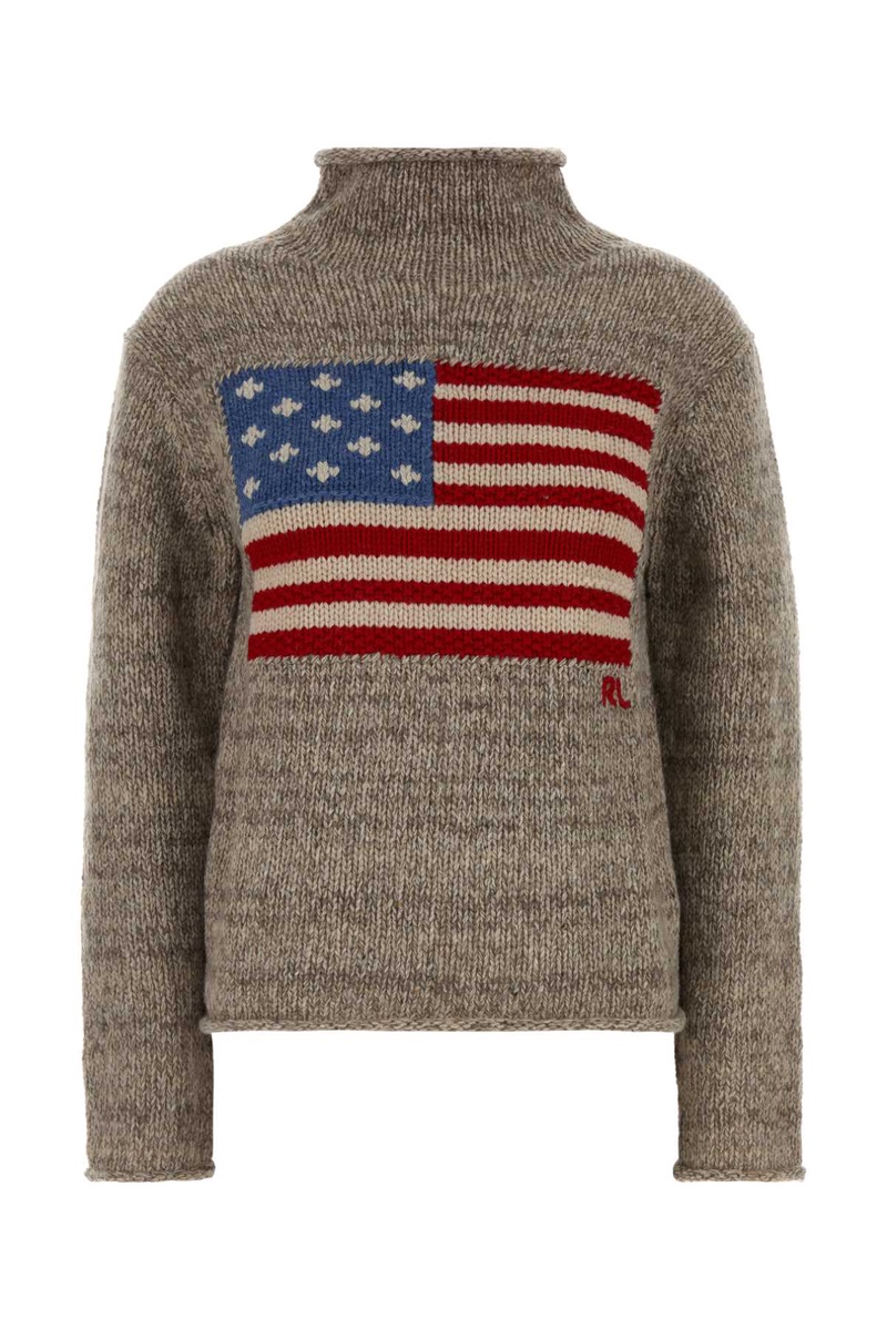 Melange cappuccino wool blend sweater