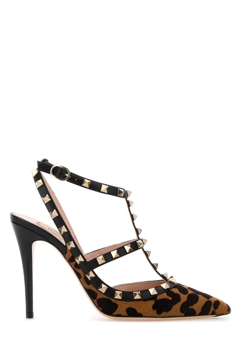 Printed calf hair Rockstud pumps