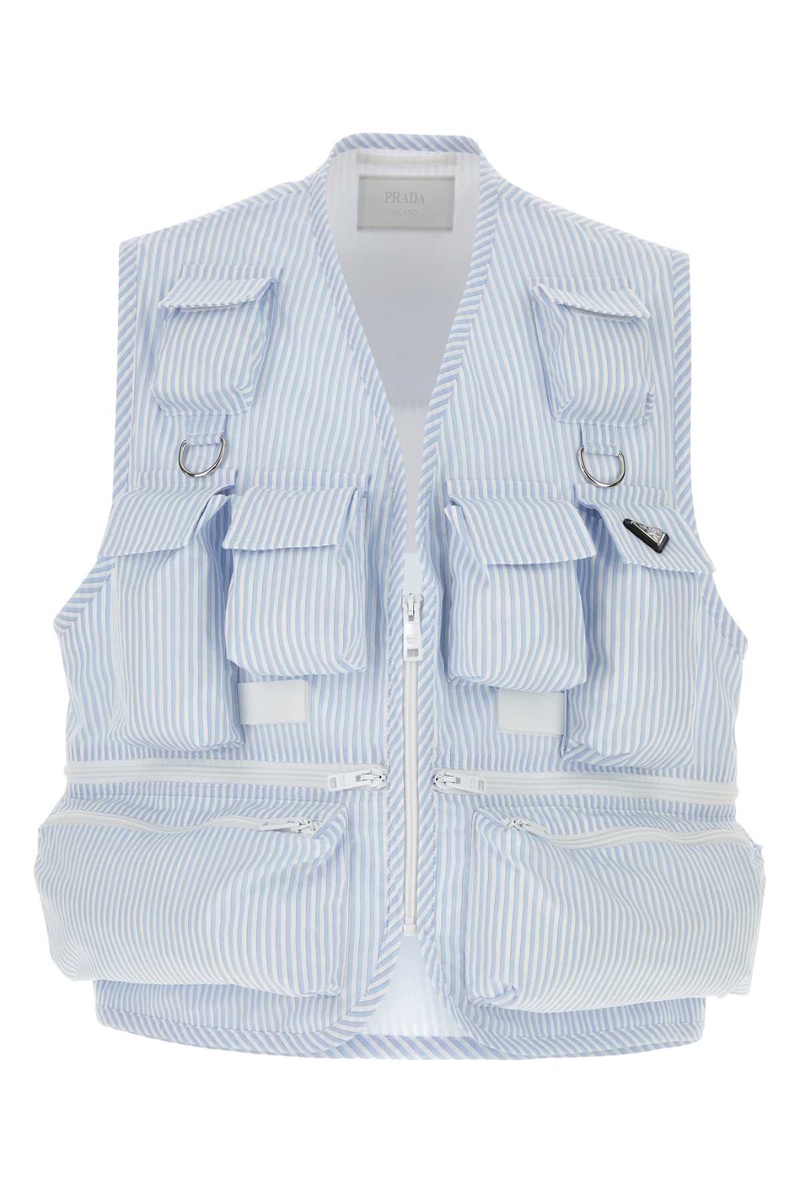 Embroidered poplin vest