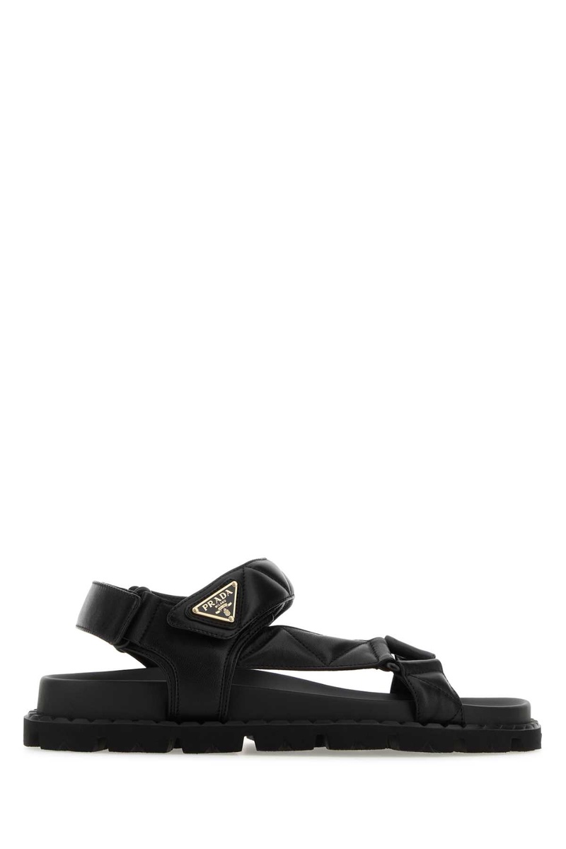 Black nappa leather sandals