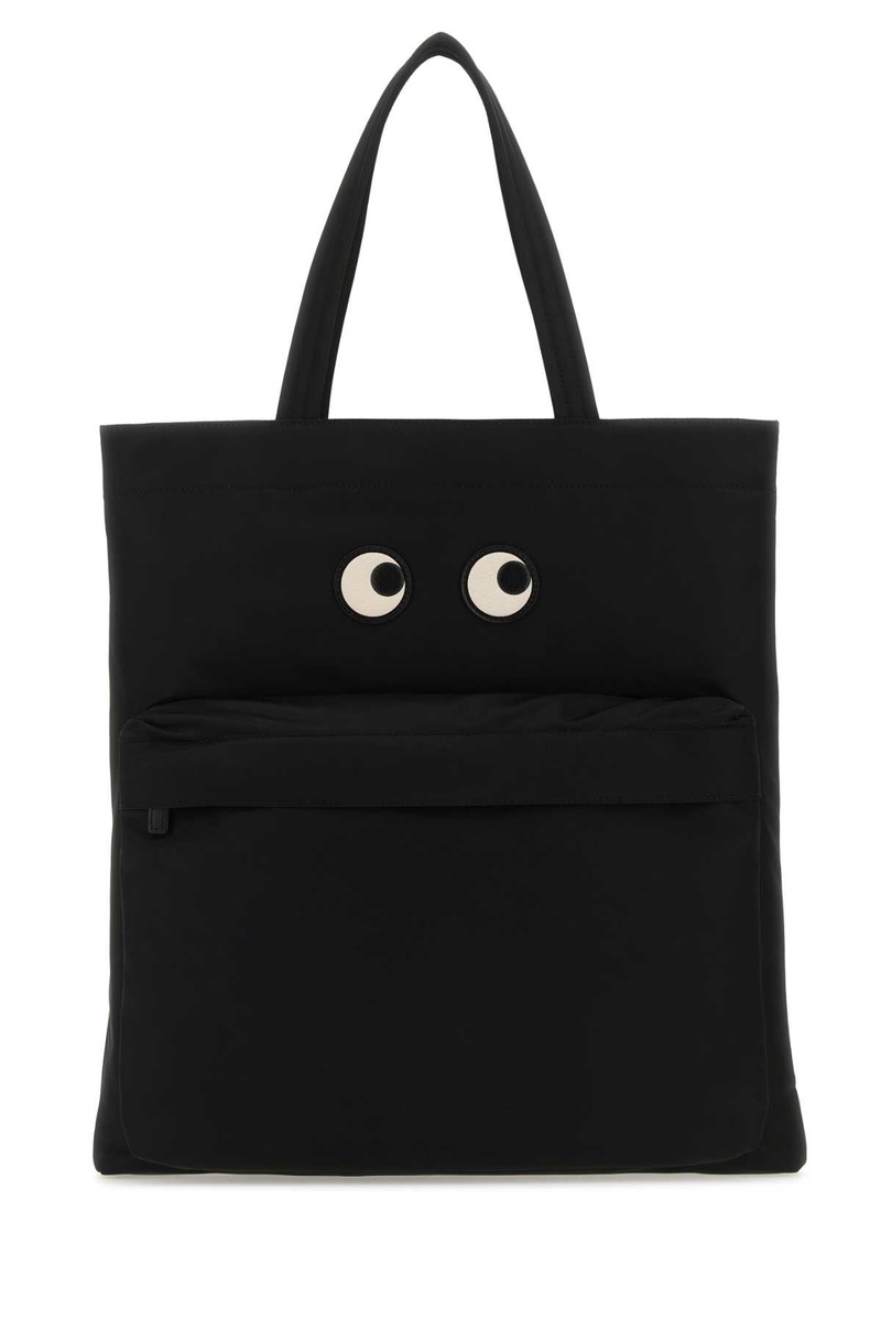 Black nylon Eyes shopping bag