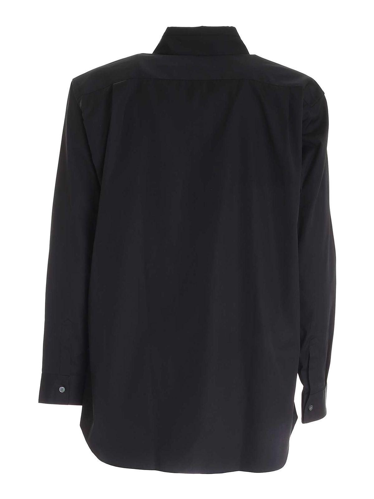 Ribbon on the neckline shirt in black FGB0321 (Comme Des Garçons SHIRT / シャツ・ブラウス ) | Comme Des Garçons SHIRT (コムデギャルソン シャツ)(1)