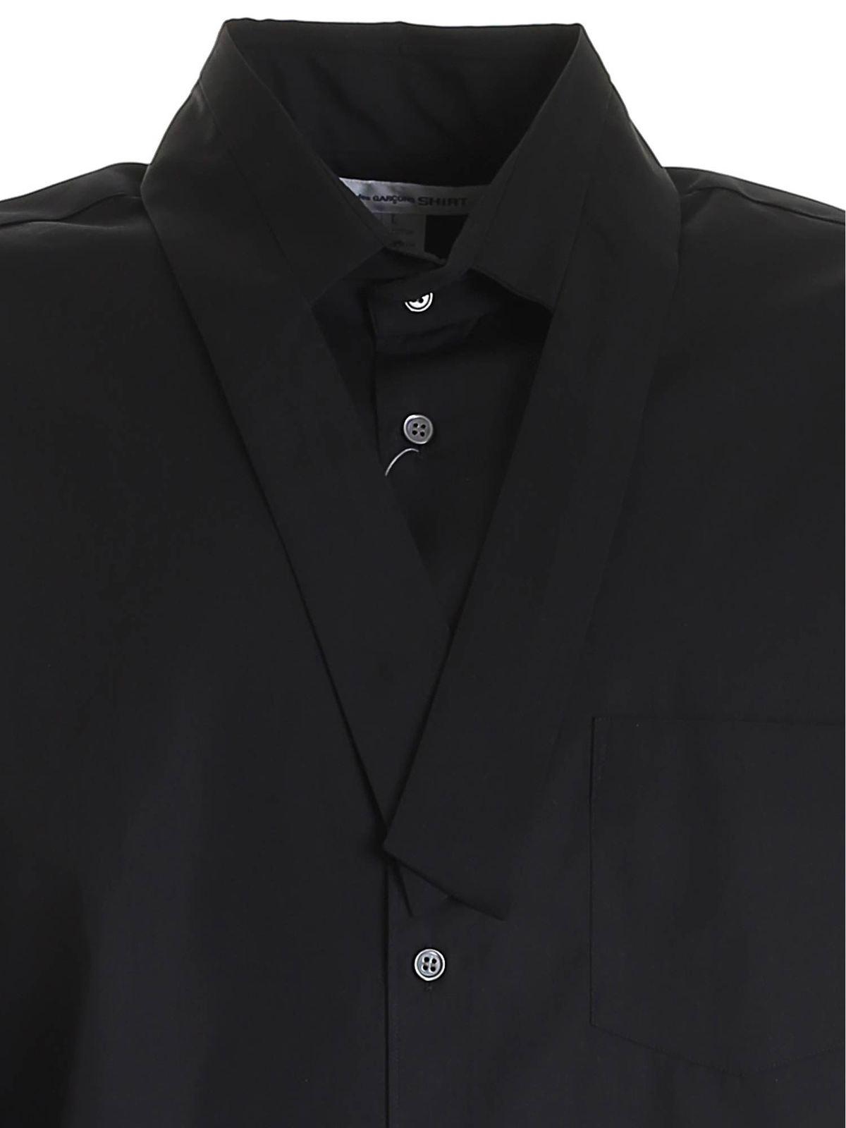 Ribbon on the neckline shirt in black FGB0321 (Comme Des Garçons SHIRT / シャツ・ブラウス ) | Comme Des Garçons SHIRT (コムデギャルソン シャツ)(2)