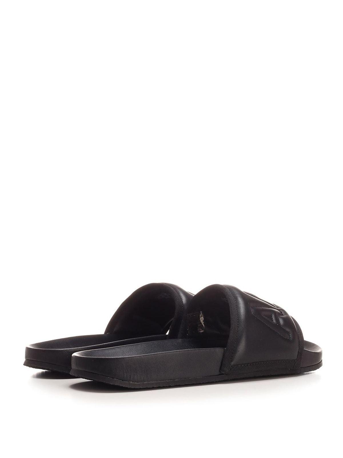 Leather branded sliders in black BMIC001S21LEA0011010 (AMBUSH / サンダル ) | AMBUSH (アンブッシュ)(2)