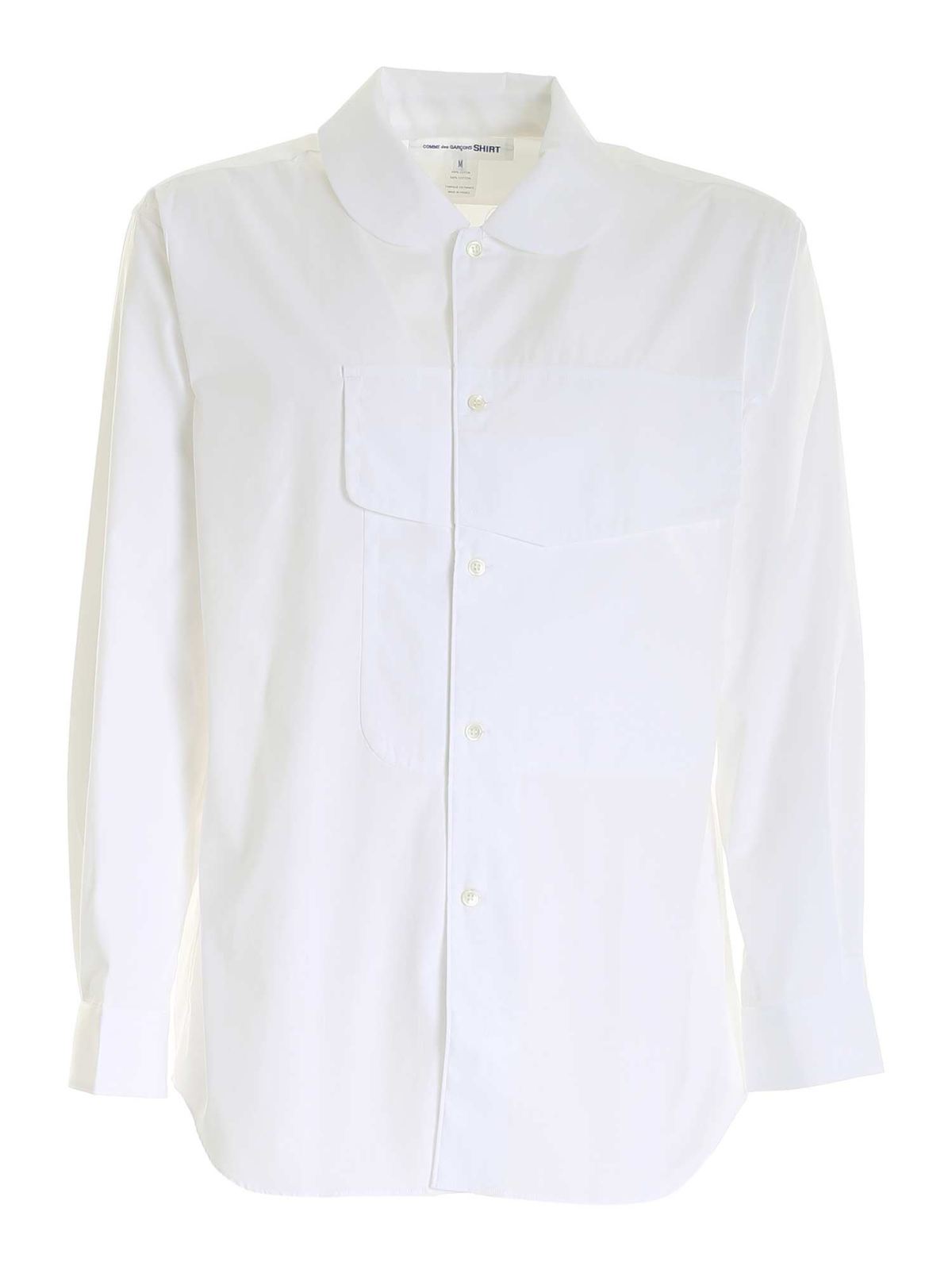 Maxi front pocket shirt in white FGB0742 (Comme Des Garçons SHIRT / シャツ・ブラウス ) | Comme Des Garçons SHIRT (コムデギャルソン シャツ)