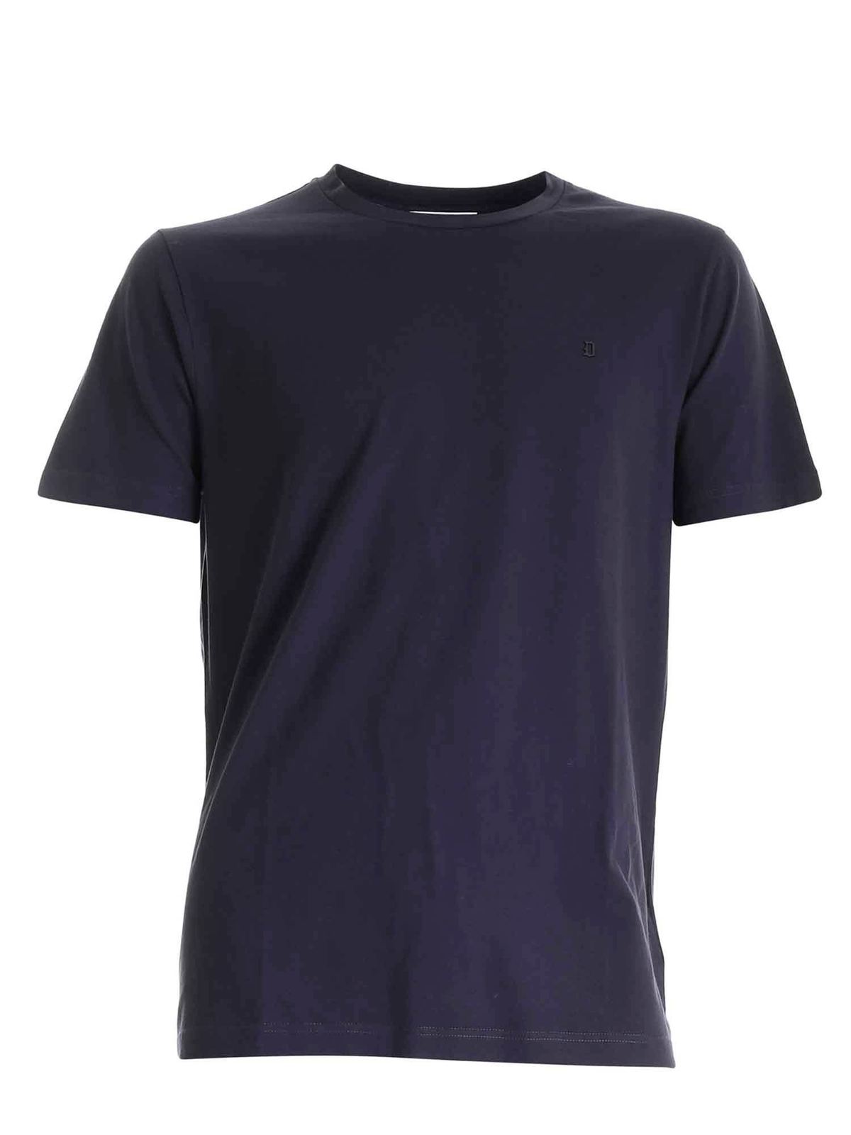 Metal logo t-shirt in blue US198JF0271UZL4890 (DONDUP / Tシャツ・カットソー ) | DONDUP (ドンダップ)