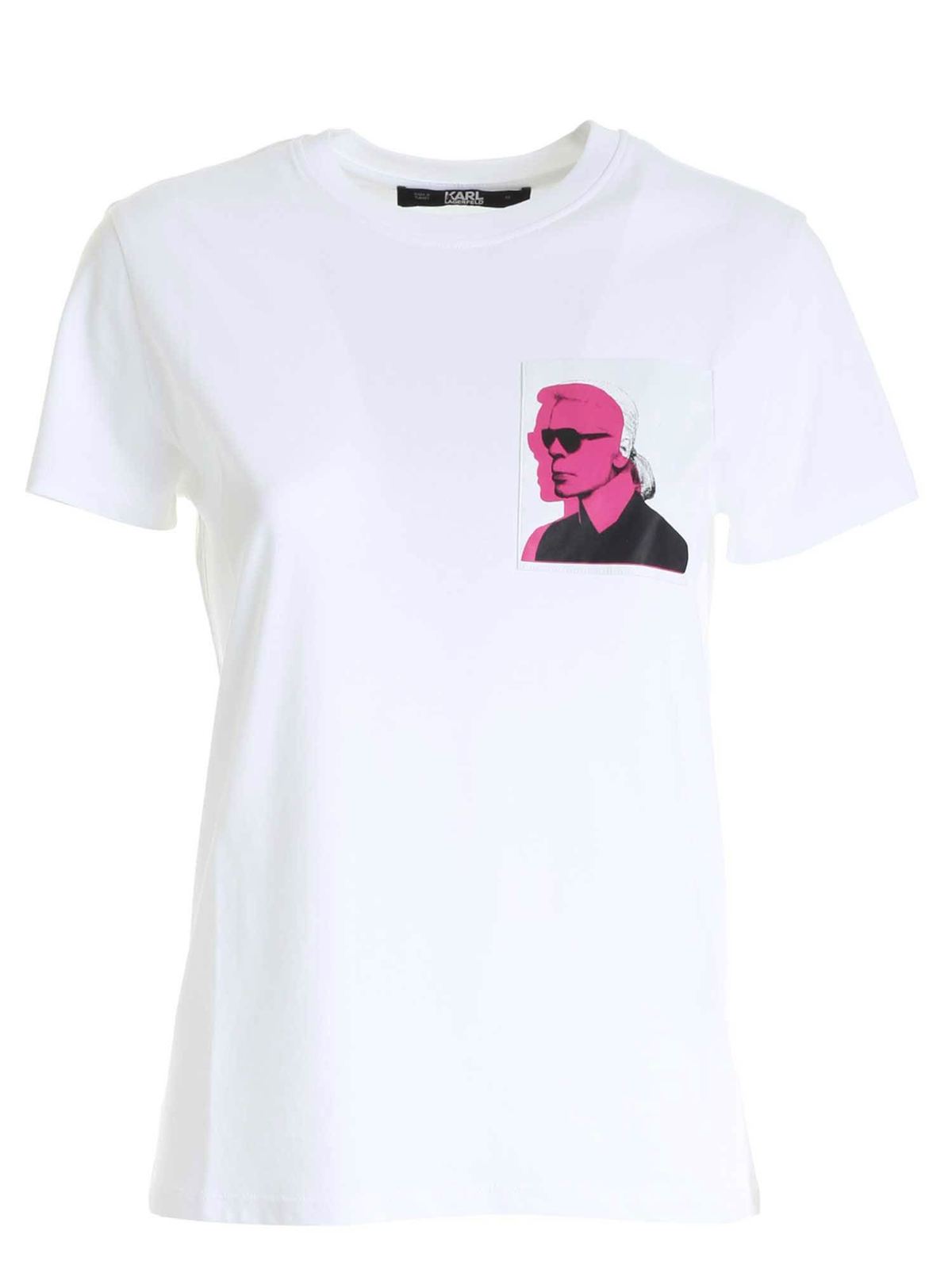Karl Legend T-shirt in white 205W1716100 (KARL LAGERFELD / Tシャツ・カットソー ) | KARL LAGERFELD (カール・ラガーフェルド)
