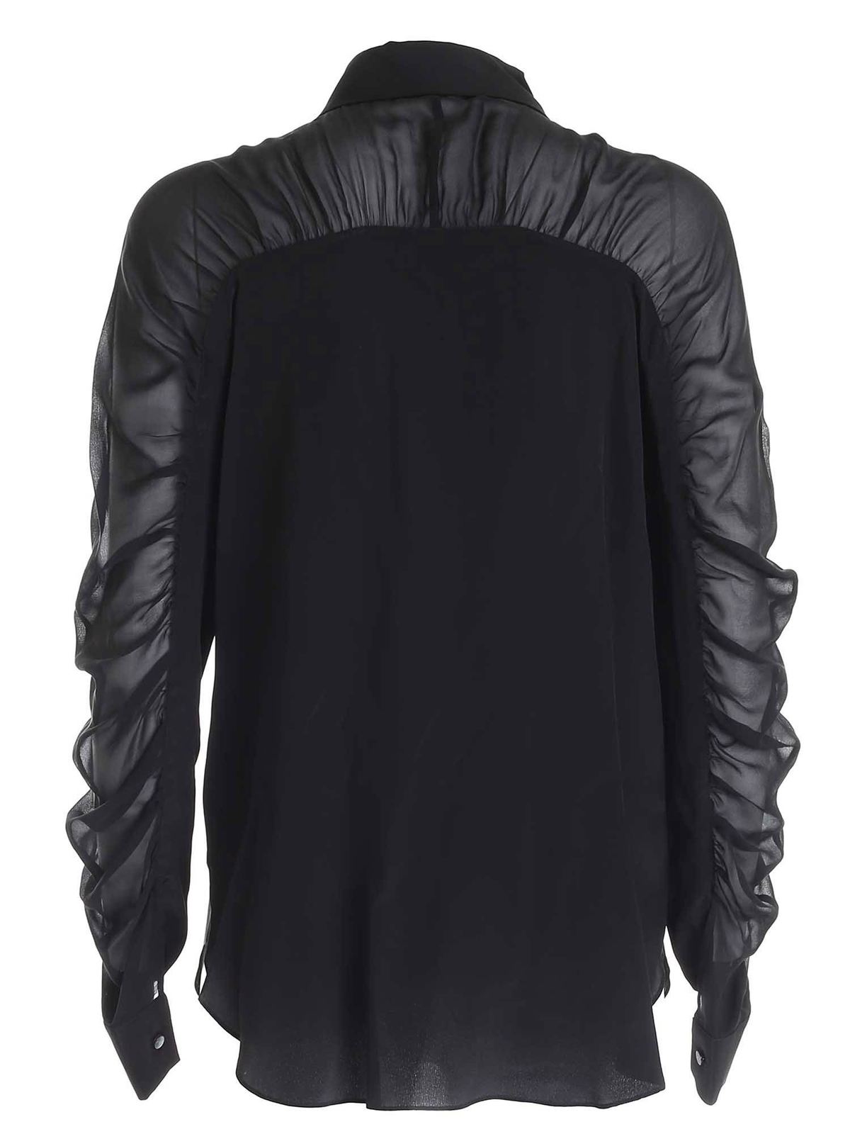 W/Gathering silk shirt in black 205W1602999 (KARL LAGERFELD / シャツ・ブラウス ) | KARL LAGERFELD (カール・ラガーフェルド)(1)