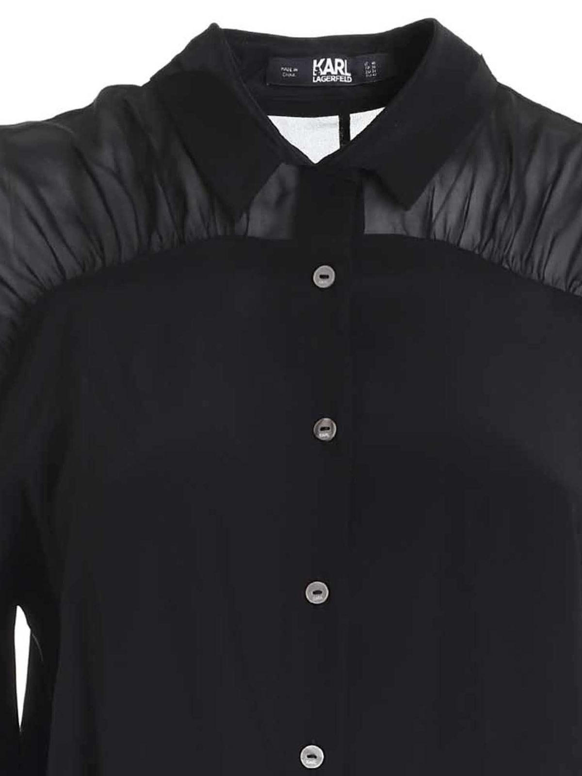 W/Gathering silk shirt in black 205W1602999 (KARL LAGERFELD / シャツ・ブラウス ) | KARL LAGERFELD (カール・ラガーフェルド)(2)