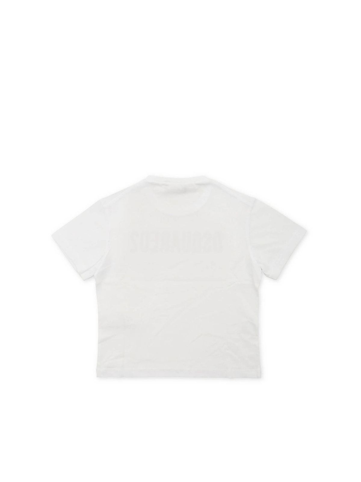 Sequin logo T-shirt in white DQ04BUD00MMDQ100 (Dsquared2 / Tシャツ・カットソー ) | Dsquared2 (ディースクエアード)(1)