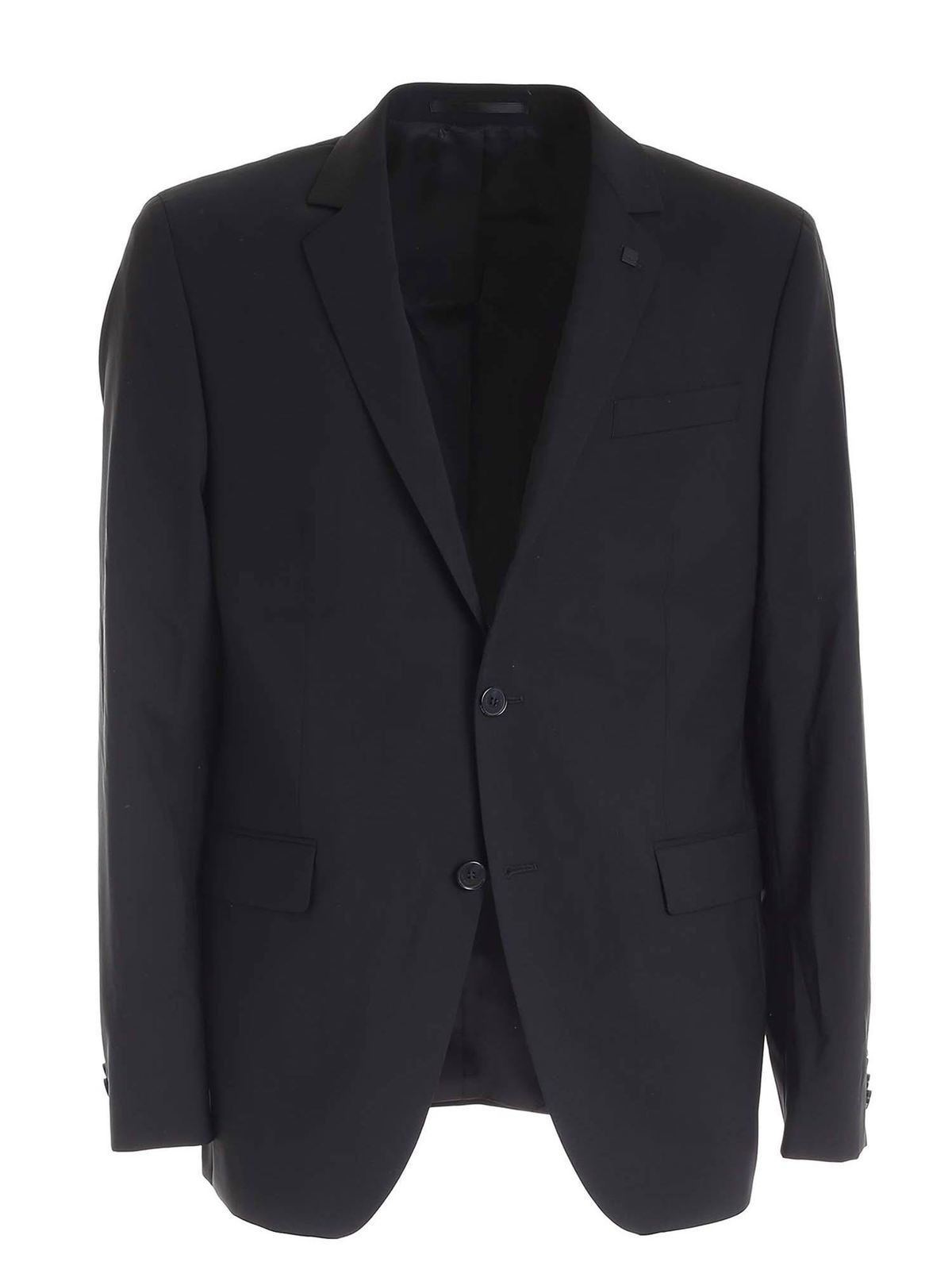Two-buttons jacket in black 155200500099990 (KARL LAGERFELD / スーツ・ジャケット ) | KARL LAGERFELD (カール・ラガーフェルド)