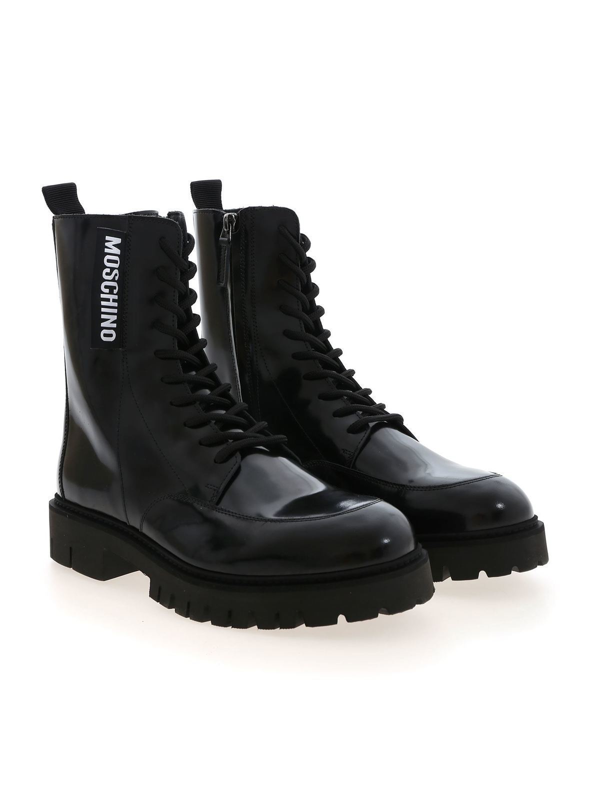 Moschino Label ankle boots in black MB21014G1BGB0000 (MOSCHINO / ブーツ ) | MOSCHINO (モスキーノ)(1)
