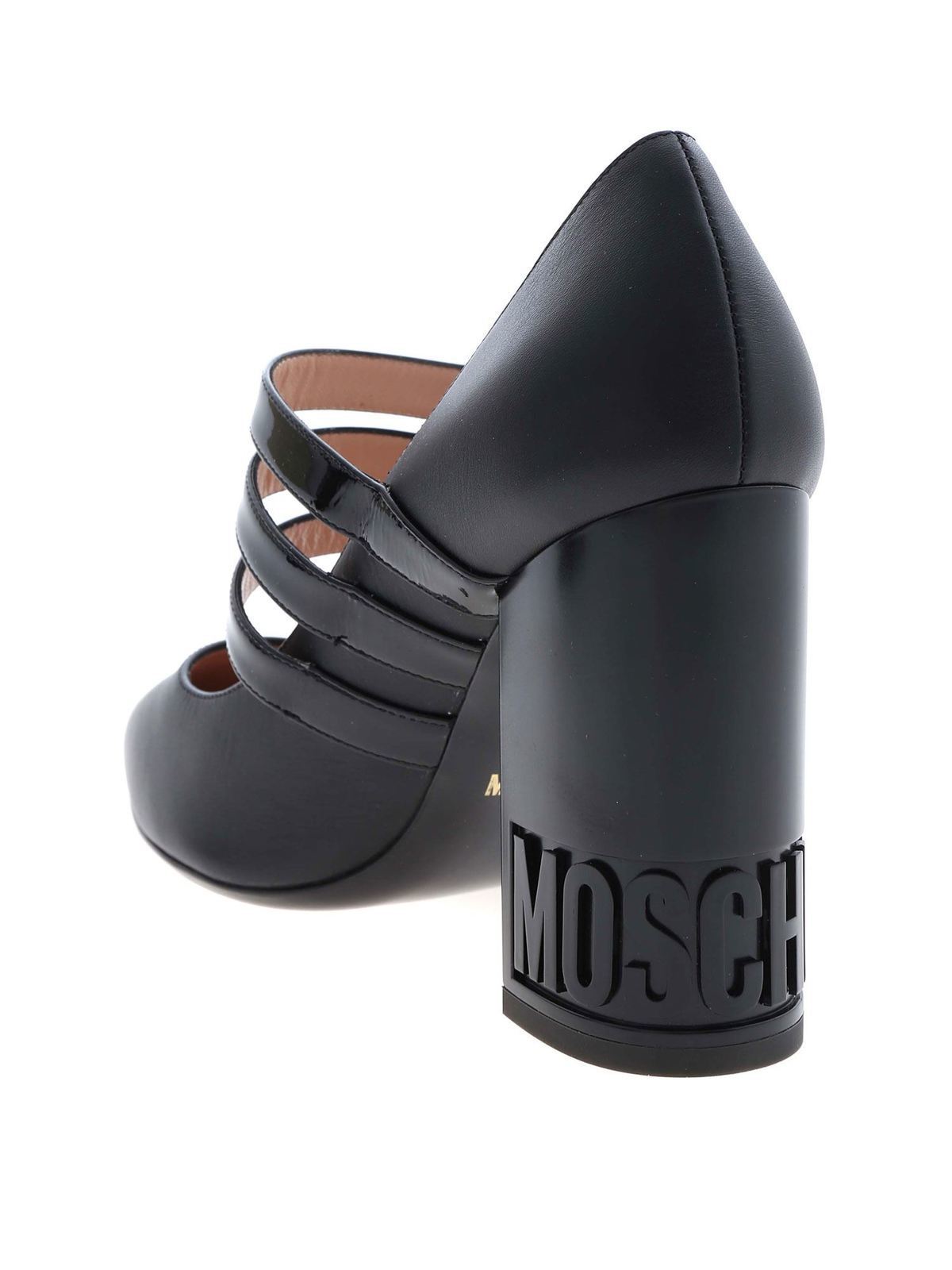 Branded heel pointed toe pumps in black MA1018AC0BMF100B (MOSCHINO / パンプス・ハイヒール ) | MOSCHINO (モスキーノ)(2)