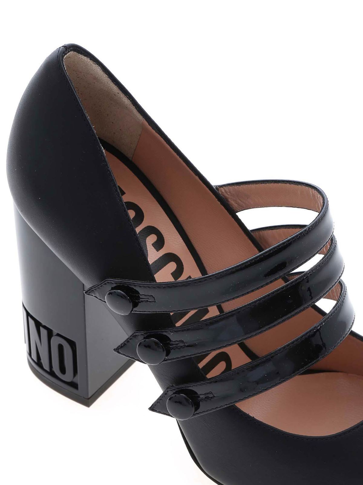 Branded heel pointed toe pumps in black MA1018AC0BMF100B (MOSCHINO / パンプス・ハイヒール ) | MOSCHINO (モスキーノ)(3)