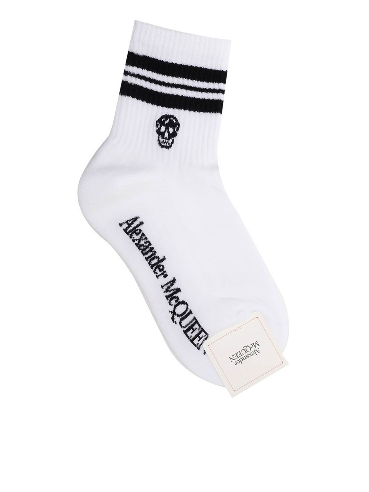 Skull inlay socks in white 6454233D17Q9060 (Alexander McQUEEN / アンダーウェア ) | Alexander McQUEEN (アレキサンダー・マックイーン)